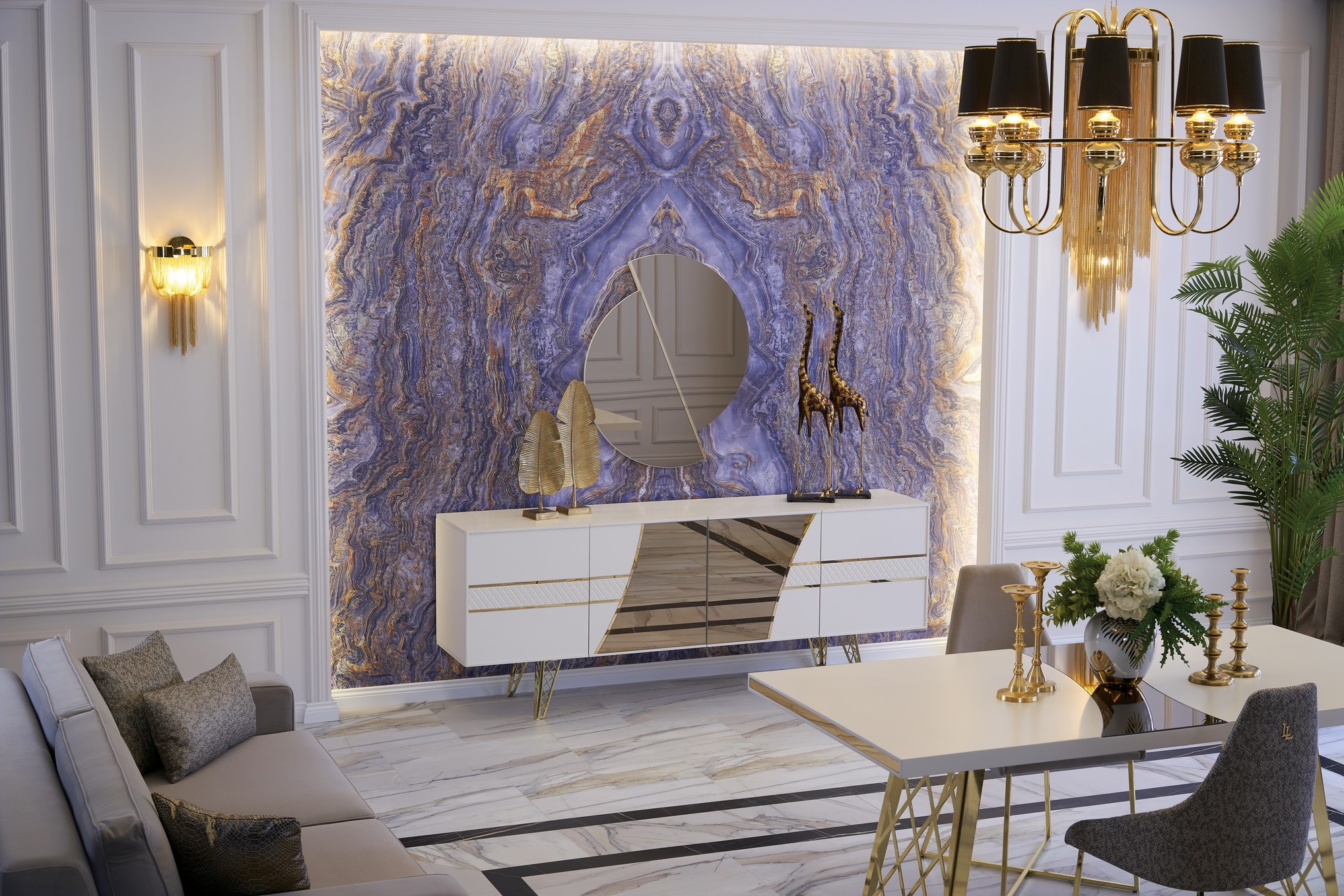 _lux02919 Uludağ Yemek Odası Gold - Görsel 1